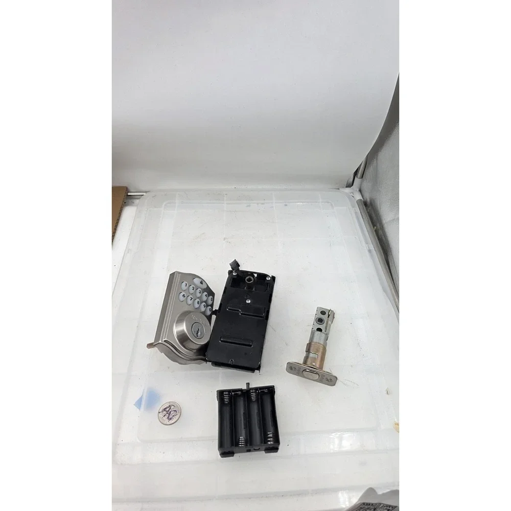 KWIKSET Push Button Electronic Deadbolt: 2 in Door Thick - Max